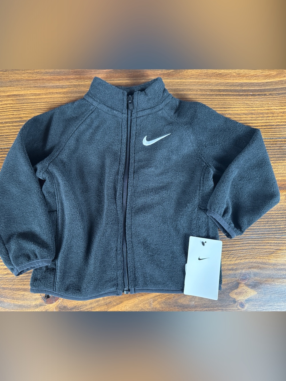 Nike Black Kids Arctic Fleece Jacket with White Swoosh